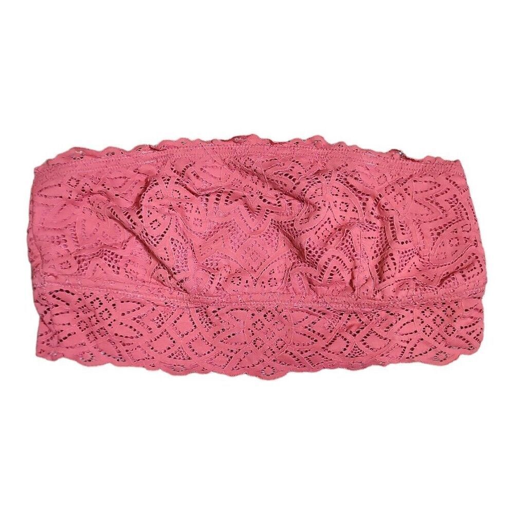 AERIE BANDEAU  Sz Large LACE  CORAL CUTE COLOR